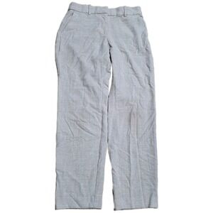 H&M Plaid Straight Leg Trousers Women's Size 8 Cream Twill